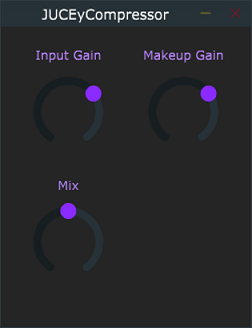 A basic compressor plugin that only controls the volume and has a mixer knob.