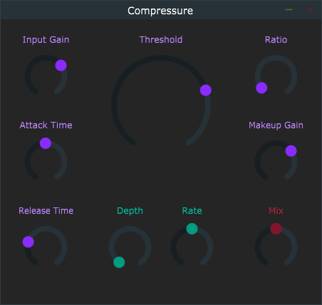 A basic compressor plugin with a custom duster and lofi mixer.